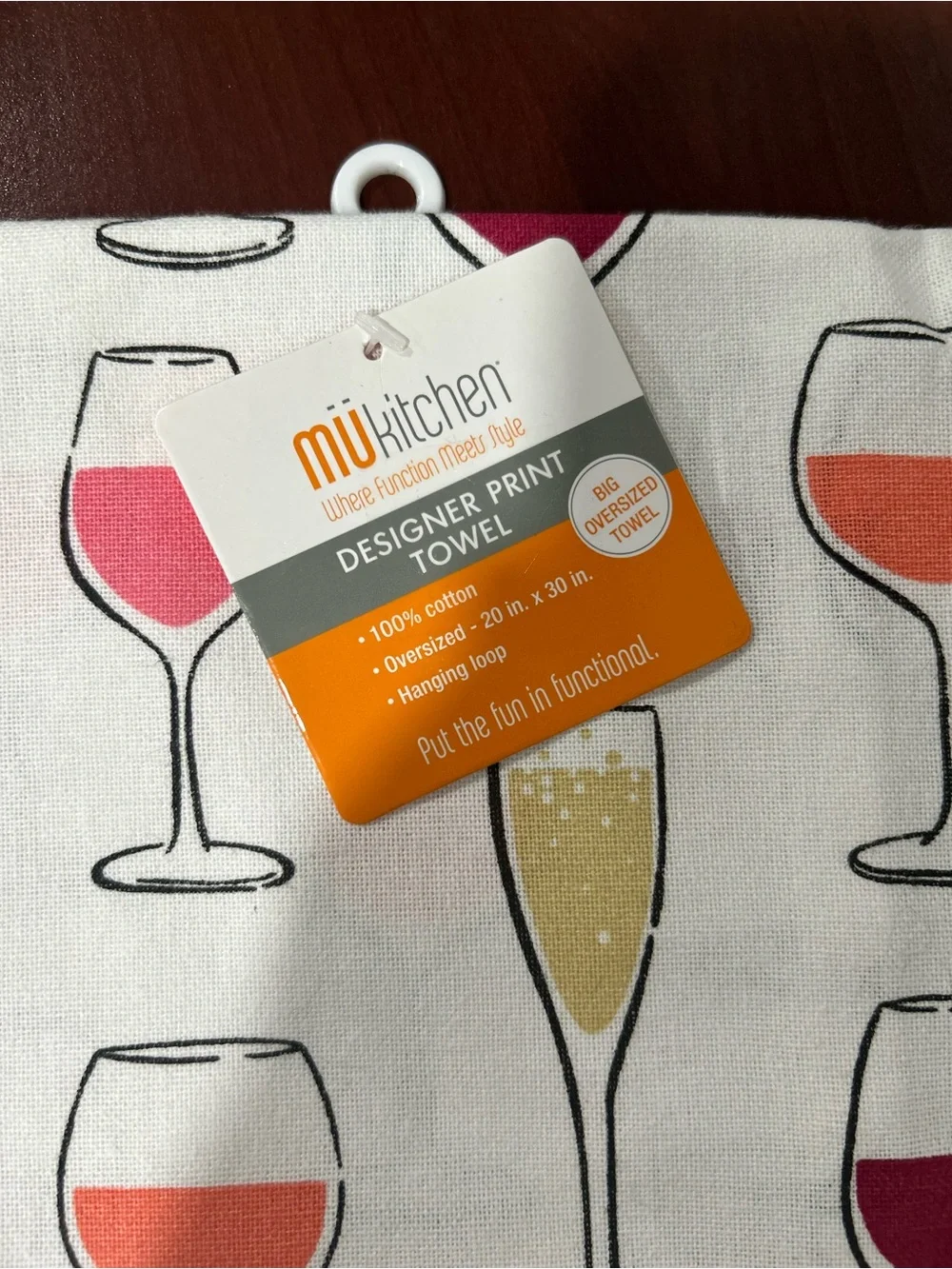 TWO PACK  Kitchen Designer Print Towel - Wine Glass Pattern
